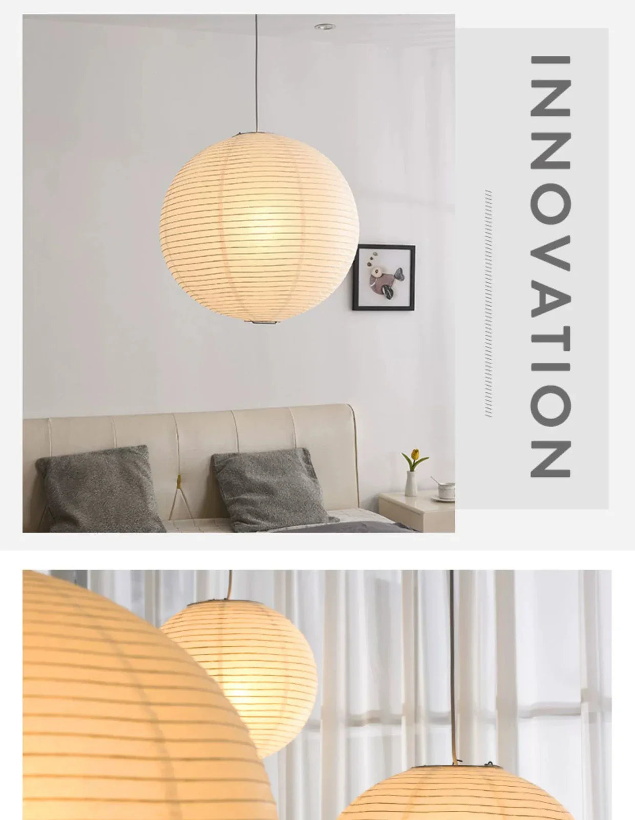 Japandi Wabi Sabi Round Pendant Light E27 LED Hanging Cozy Lamp - Tophatter Daily Deals