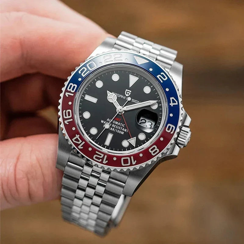 Men's Automatic Mechanical Sapphire Watch (Blue Red) Apparel & Accessories > Jewelry > Watches - Tophatter Daily Deals