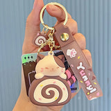 Cat Egg Roll Key Chain Kawaii Kitty Cake Keyring Key Charm Brown Animals - Tophatter Daily Deals