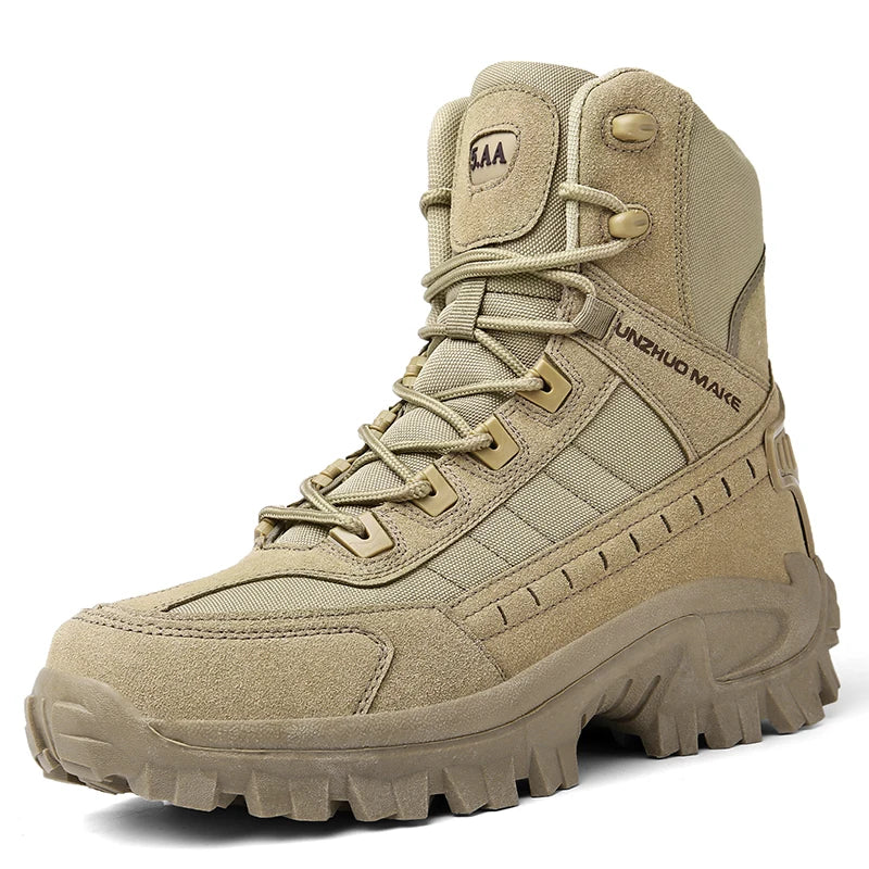 Mens Tactical Desert Combat Ankle Work Boots (Khaki) Apparel & Accessories > Shoes > Boots - Tophatter Daily Deals