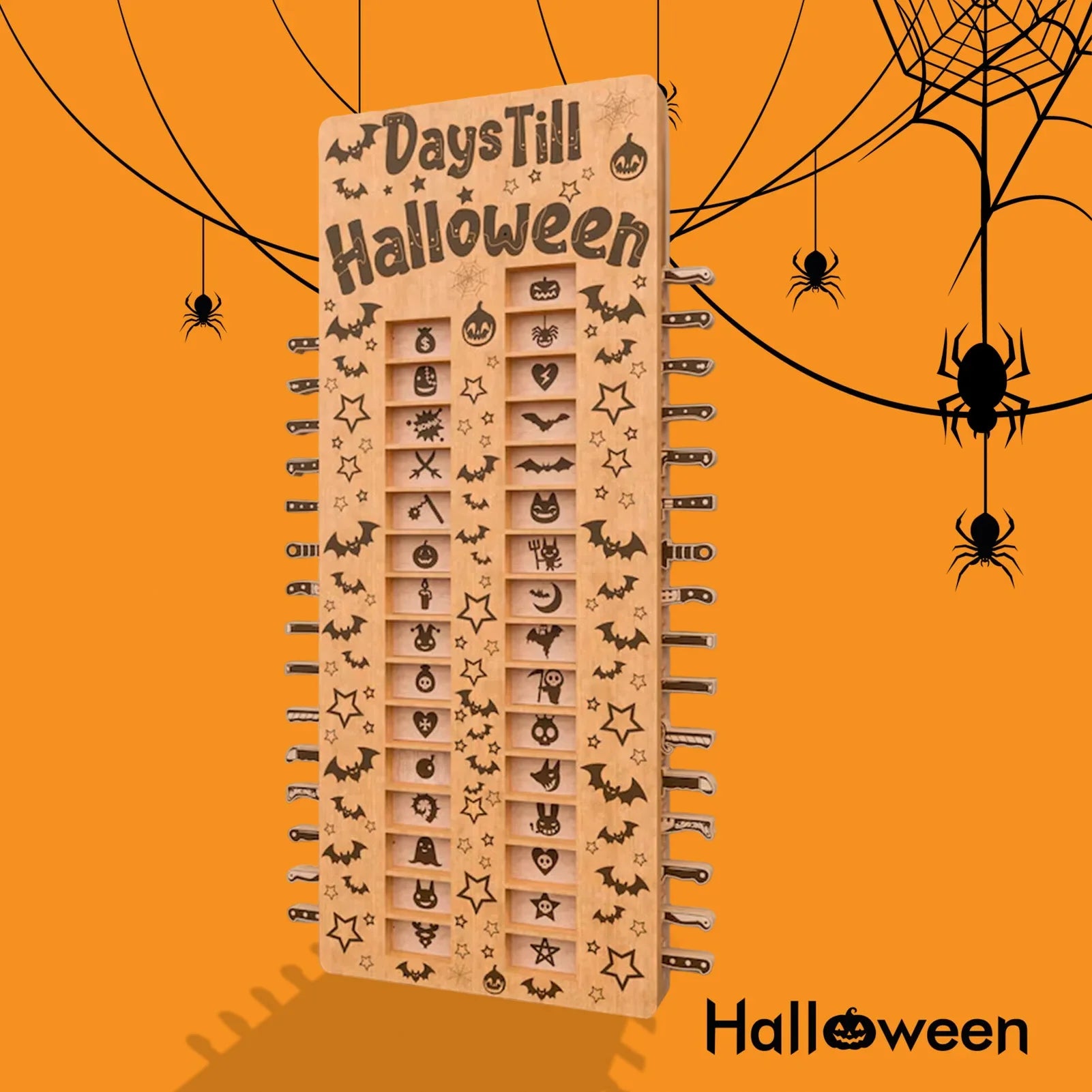 Wooden Halloween Advent Calendar 31 Day Countdown Craft - Tophatter Daily Deals