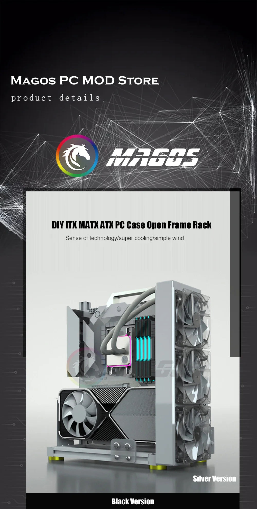 Open Frame PC Case Modular ATX MATX ITX Aluminum Rack - Tophatter Daily Deals