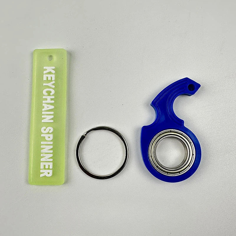 Metal Keychain Fidget Spinner Ring Stress Relief Toy Blue - Tophatter Daily Deals