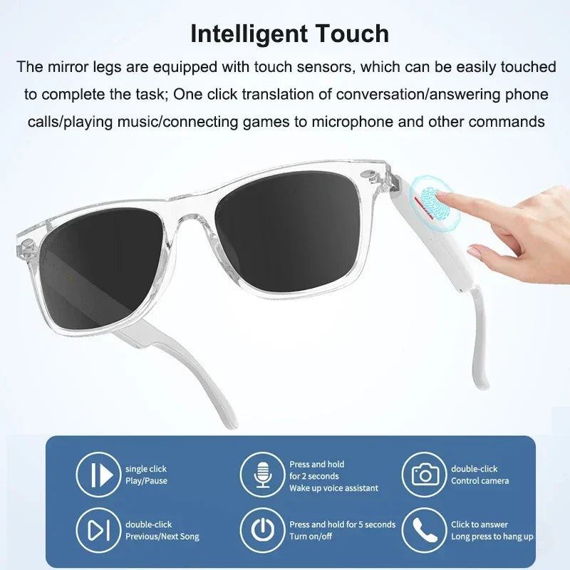 Smart Translation Glasses Bluetooth Call Voice Assistant - Tophatter Daily Deals
