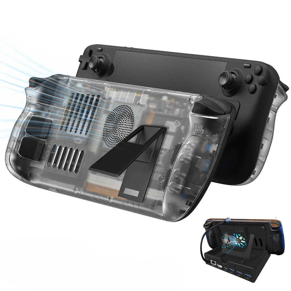 Steam Deck Clear Cooling Back Cover With Stand Bracket - Tophatter Daily Deals