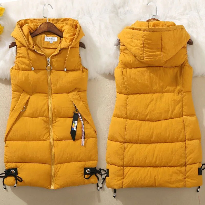 Warm Cozy Women’s Puffer Vest – Long Quilted, Cotton Shell - Tophatter Daily Deals