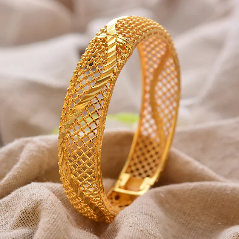 Gold Plated Bangles Luxury Arabic Wedding Bracelet - Tophatter Daily Deals