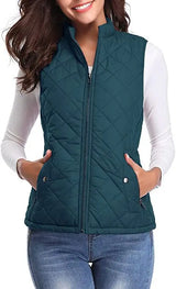 Lightweight Women Quilted Vest - Stand Collar Cotton Winter - Tophatter Daily Deals