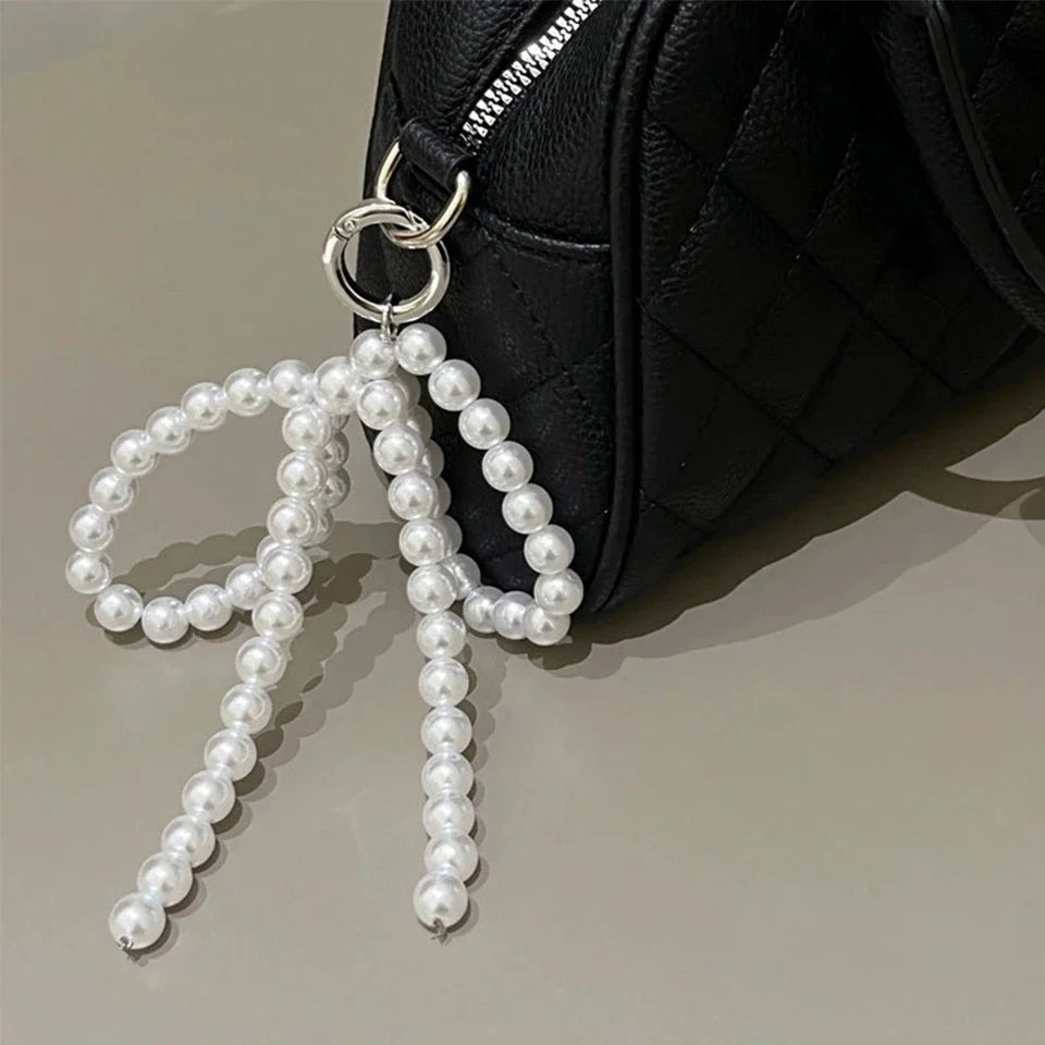 Beaded Pearl Bow Keychain Y2K Bag Charm Cute Gift Accessory - Tophatter Daily Deals