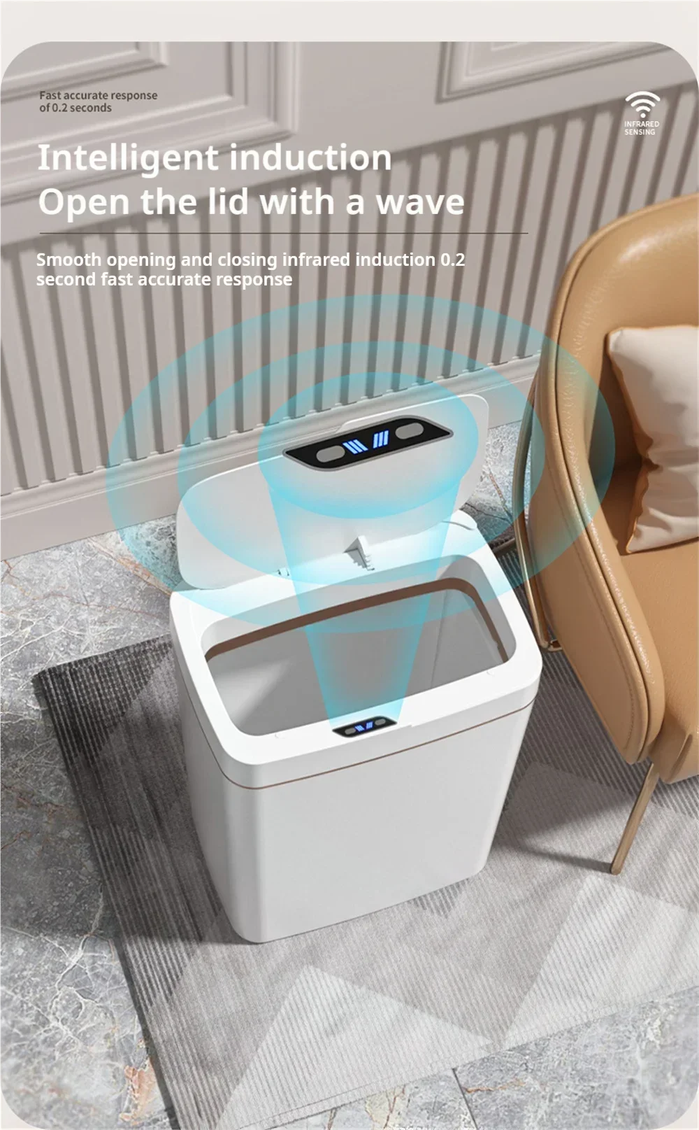 Touchless Smart Sensor Trash Can 15L Waterproof Automatic - Tophatter Daily Deals