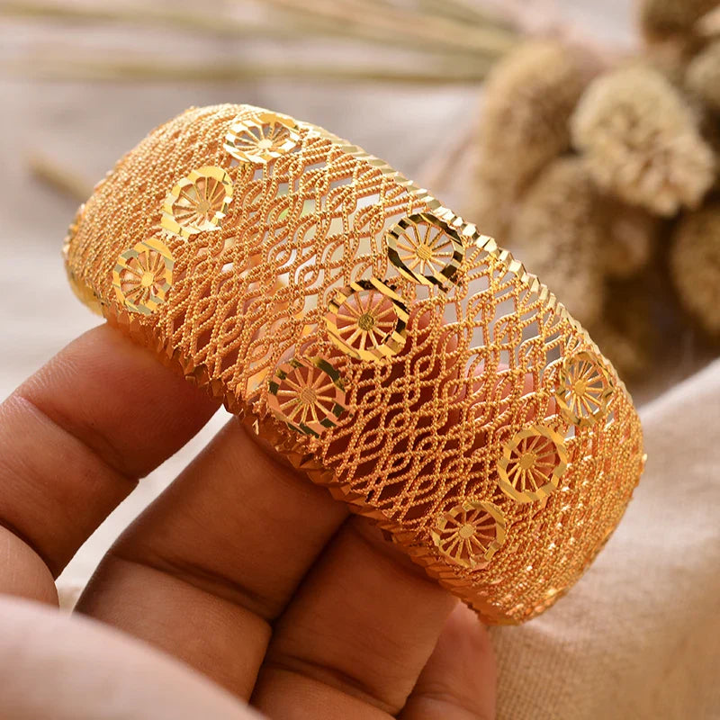 Gold Plated Bangles Luxury Arabic Wedding Bracelet - Tophatter Daily Deals