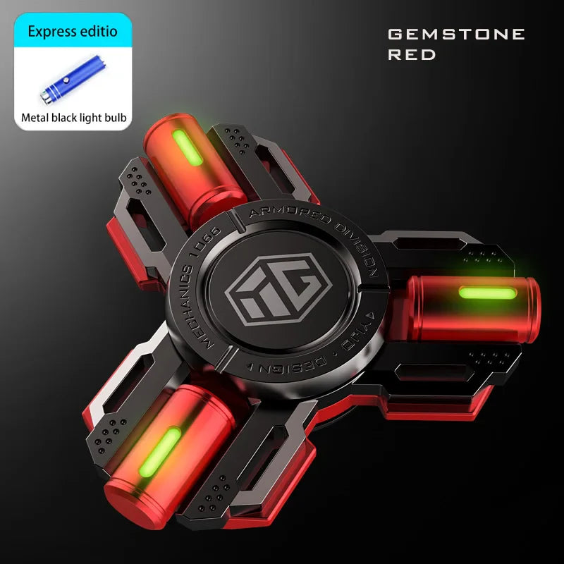 Glow Fidget Spinner Alloy EDC Long Spin Stress Relief Red-Basic - Tophatter Daily Deals