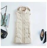 Lightweight Cozy Women Long Puffer Vest - Hooded Down - Tophatter Daily Deals