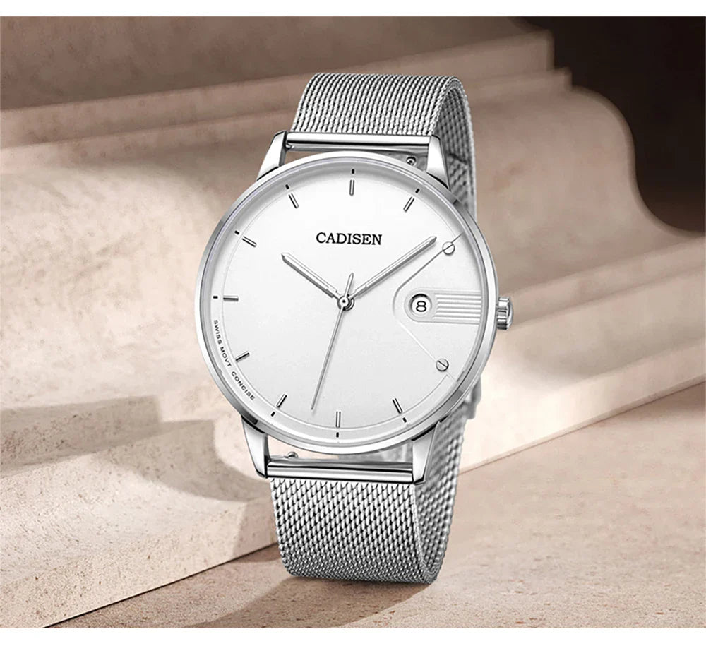 Ultra Thin Swiss Quartz Mesh Strap Watch 7mm Sapphire - Tophatter Daily Deals