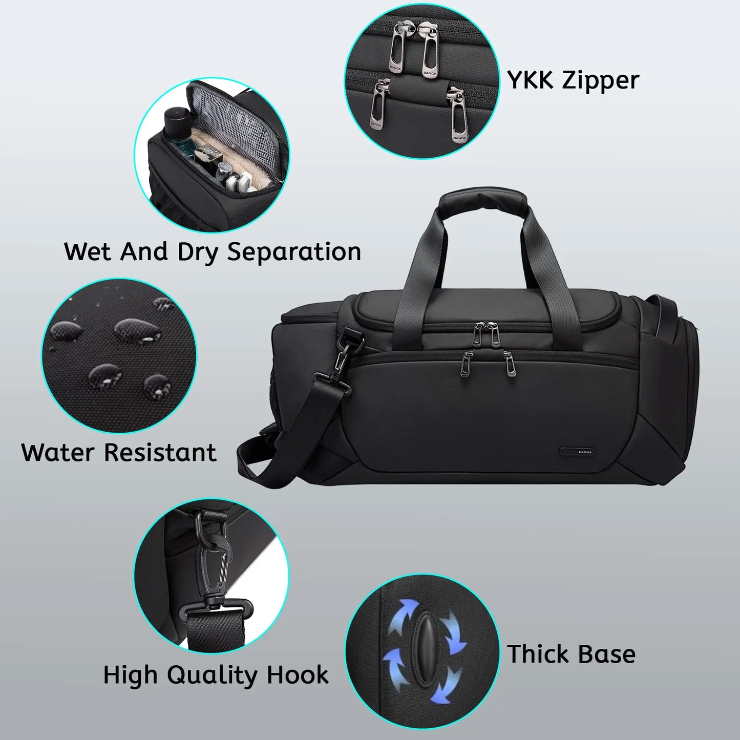 21-Inch Waterproof Duffel Travel Bag Black Duffel Bags - Tophatter Daily Deals