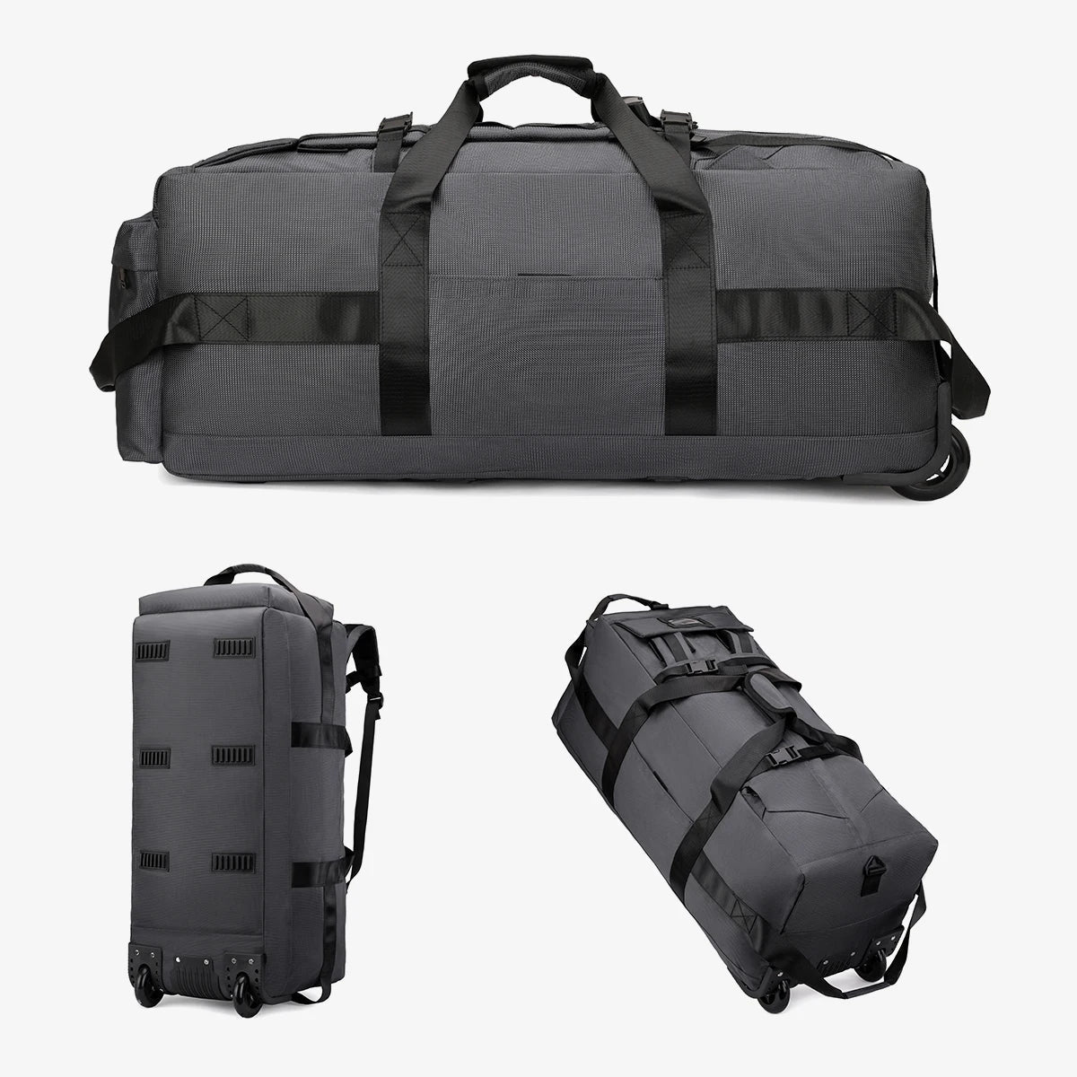 Roller Travel Duffel Bag with Fixed Casters Grey Duffel Bags - Tophatter Daily Deals