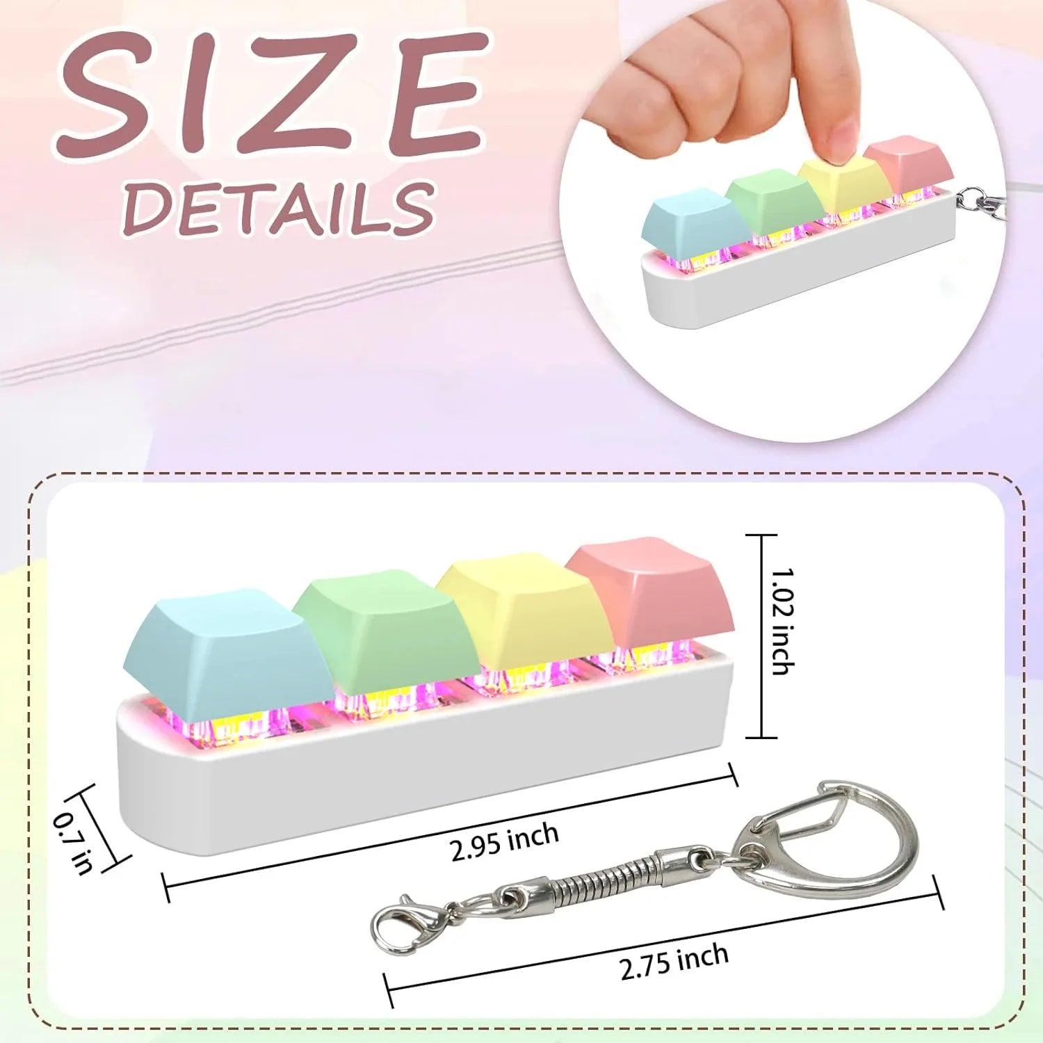 Keyboard Fidget Toy LED Keychain 4 In 1 Stress Relief - Tophatter Daily Deals