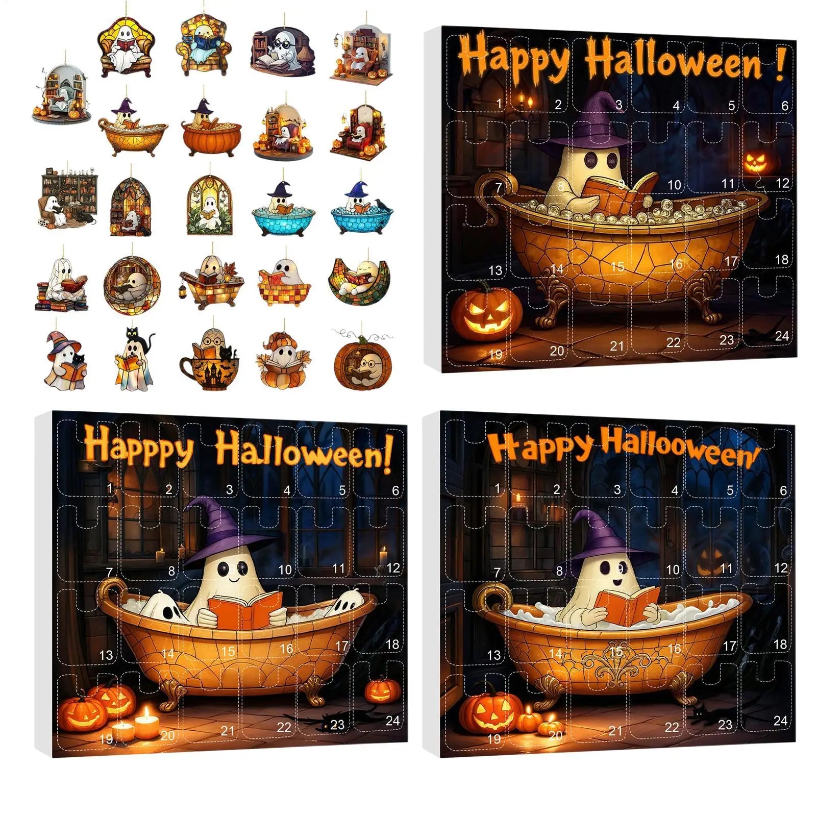 Halloween Countdown Calendar 24 Acrylic Ghosts Decor - Tophatter Daily Deals