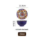 Bohemian Ceramic Rice Bowl Retro Noodle Bowl Kitchen Gift Kaliya-4.5inch - Tophatter Daily Deals