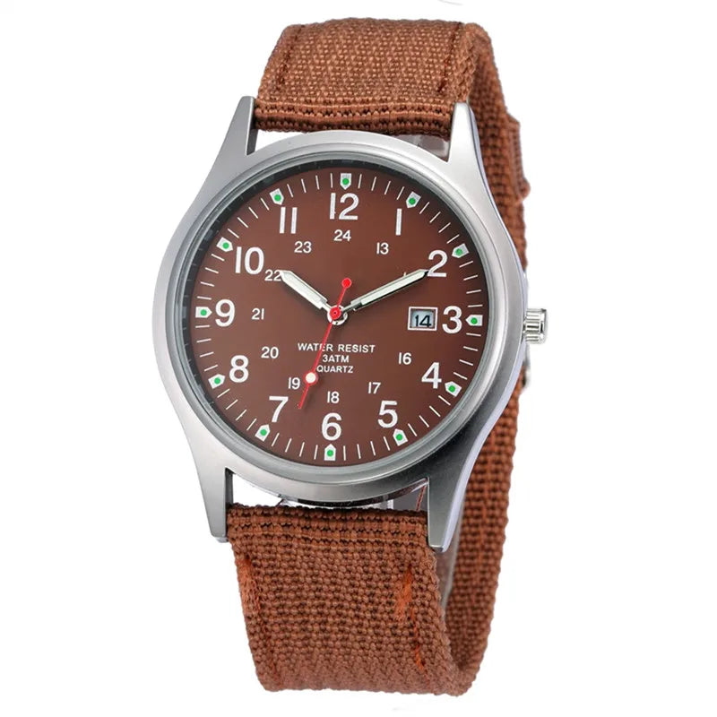 Quartz Field Watch Nylon Strap Military Style Date Luminous - Tophatter Daily Deals