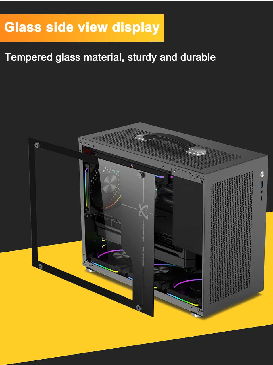 Mini ITX PC Case Transparent Side 240mm Water Cooling - Tophatter Daily Deals