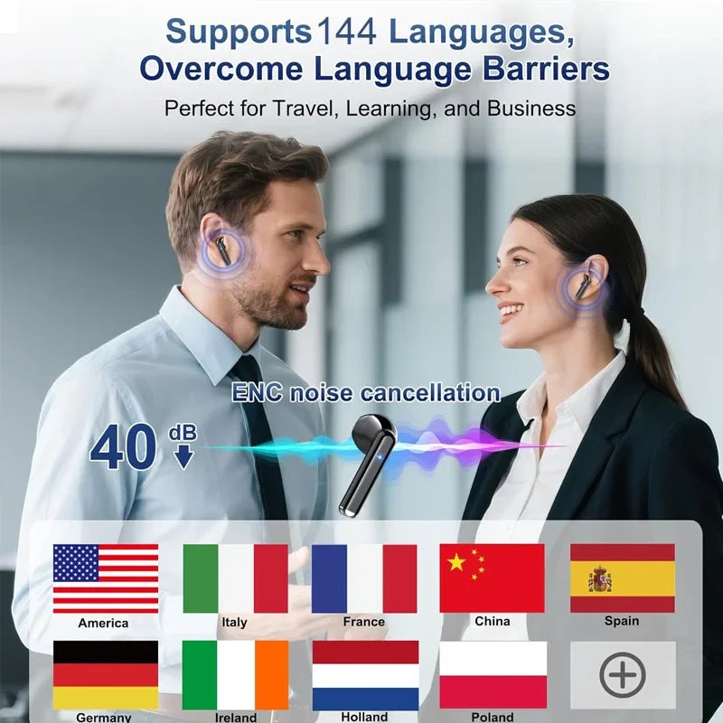 AI Translator Earbuds Real Time 144 Languages With ANC - Tophatter Daily Deals