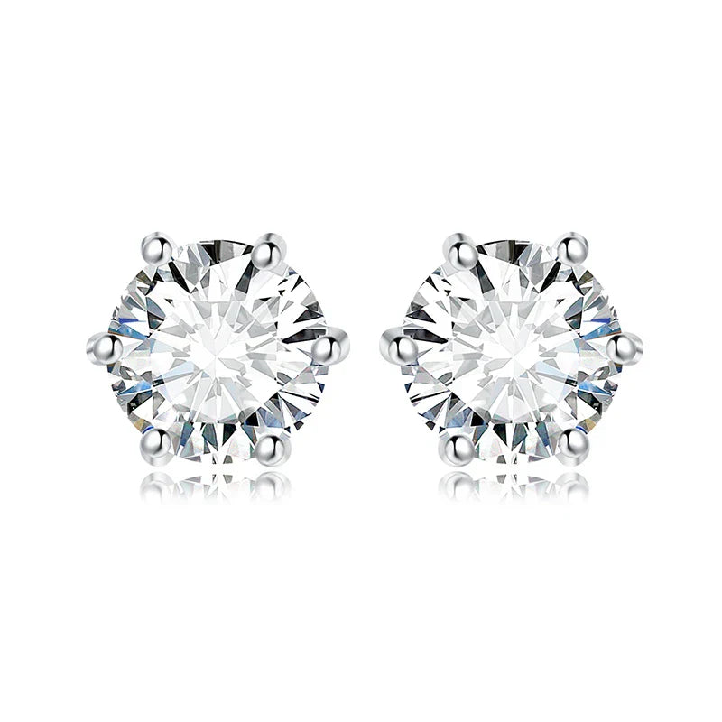 Earrings Stud Round 5A Zirconia Silver for Women (Silver) Apparel & Accessories > Jewelry > Earrings - Tophatter Daily Deals