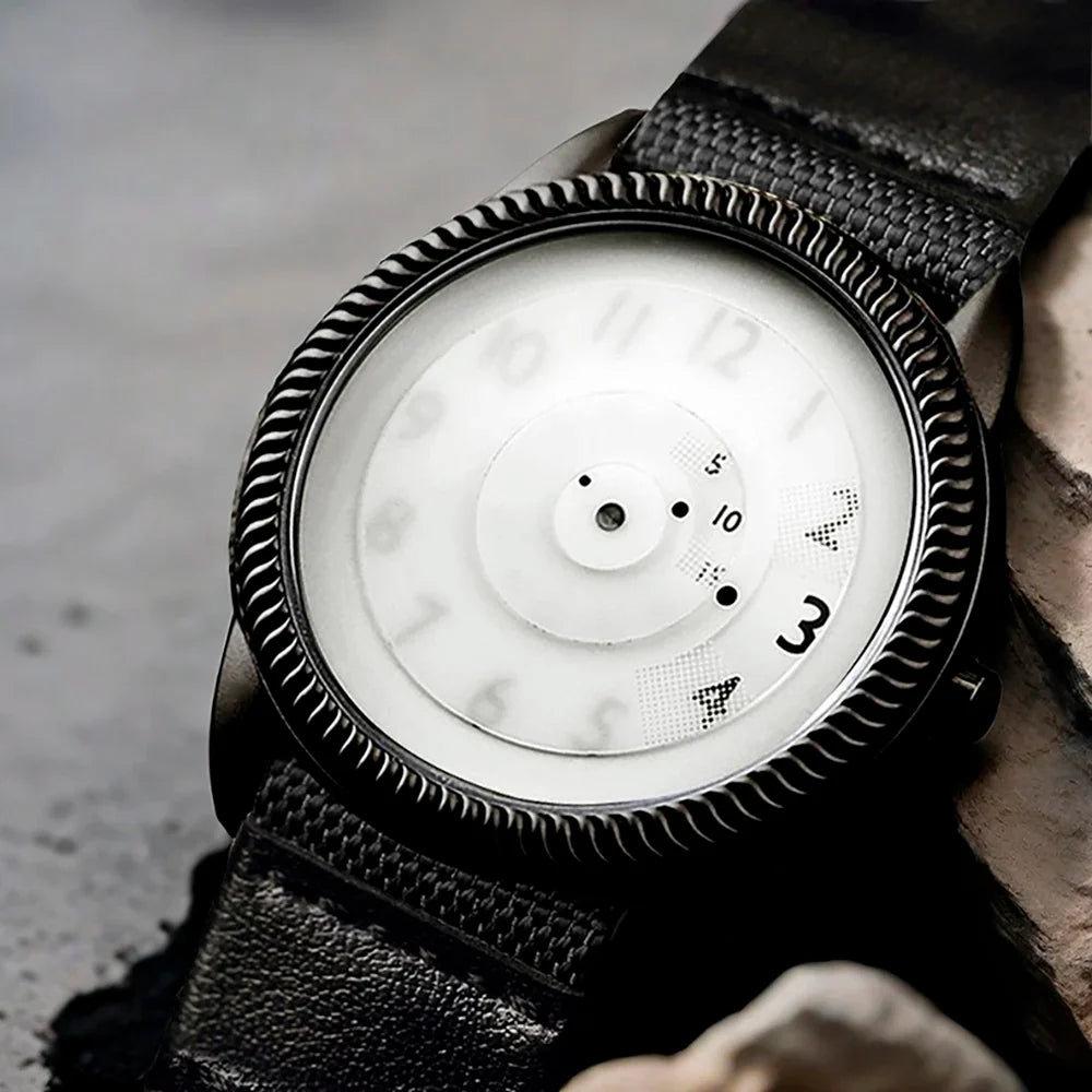 Quartz Handless Watch Canvas Strap Minimalist Style - Tophatter Daily Deals
