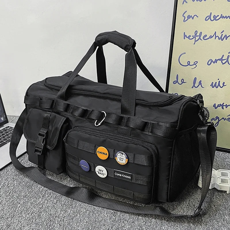 Foldable Dry-Wet Separation Gym Travel Bag Black Duffel Bags - Tophatter Daily Deals