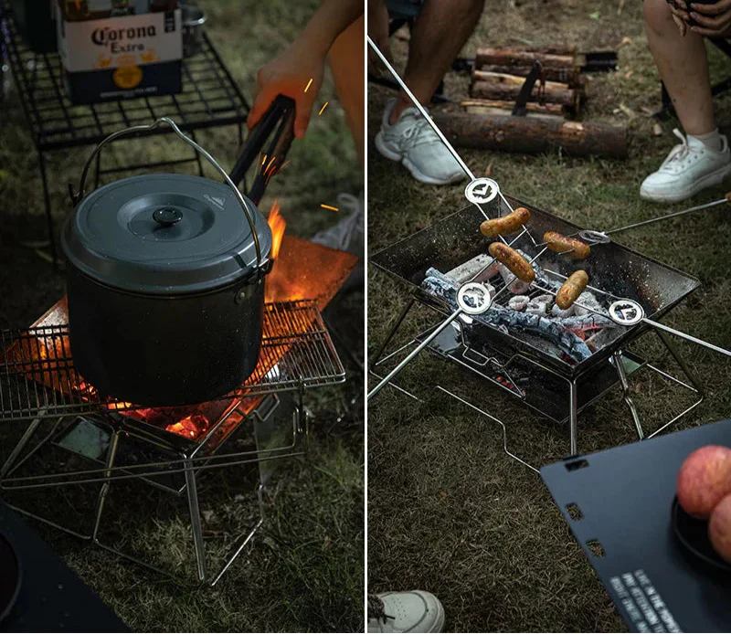 Folding Portable Barbecue Grill Camping Silver Outdoor Grills - Tophatter Daily Deals