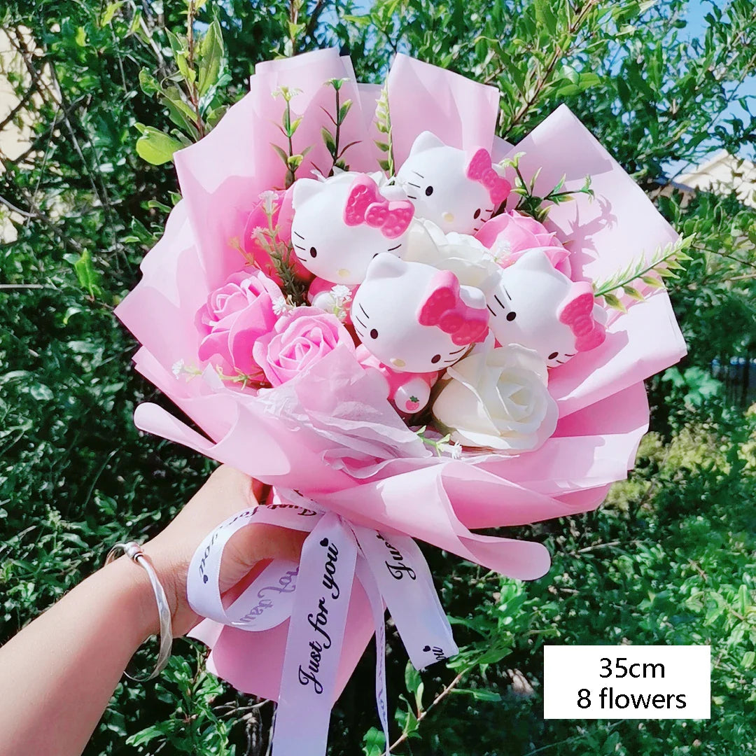 Sanrio Hello Kitty Plush Bouquet Flowers Hello Kitty (Baby Pink x Cream) Flowers - Tophatter Daily Deals