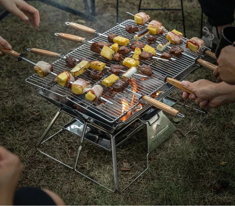 Folding Portable Barbecue Grill Camping Silver Outdoor Grills - Tophatter Daily Deals