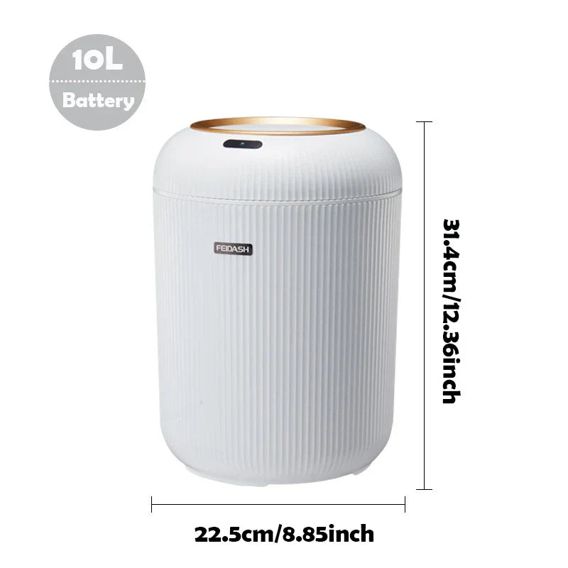 Motion Sensor Trash Can Small Plastic Smart Bin Hands Free White 10L - Tophatter Daily Deals