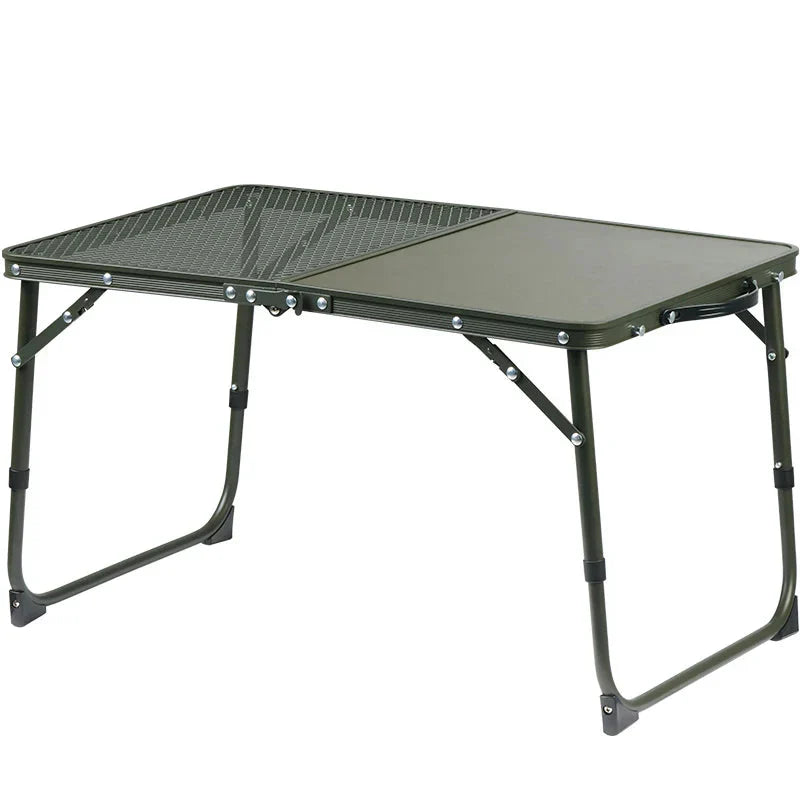 Adjustable Camping Table with Dual Surface Panels Green Camp Furniture - Tophatter Daily Deals