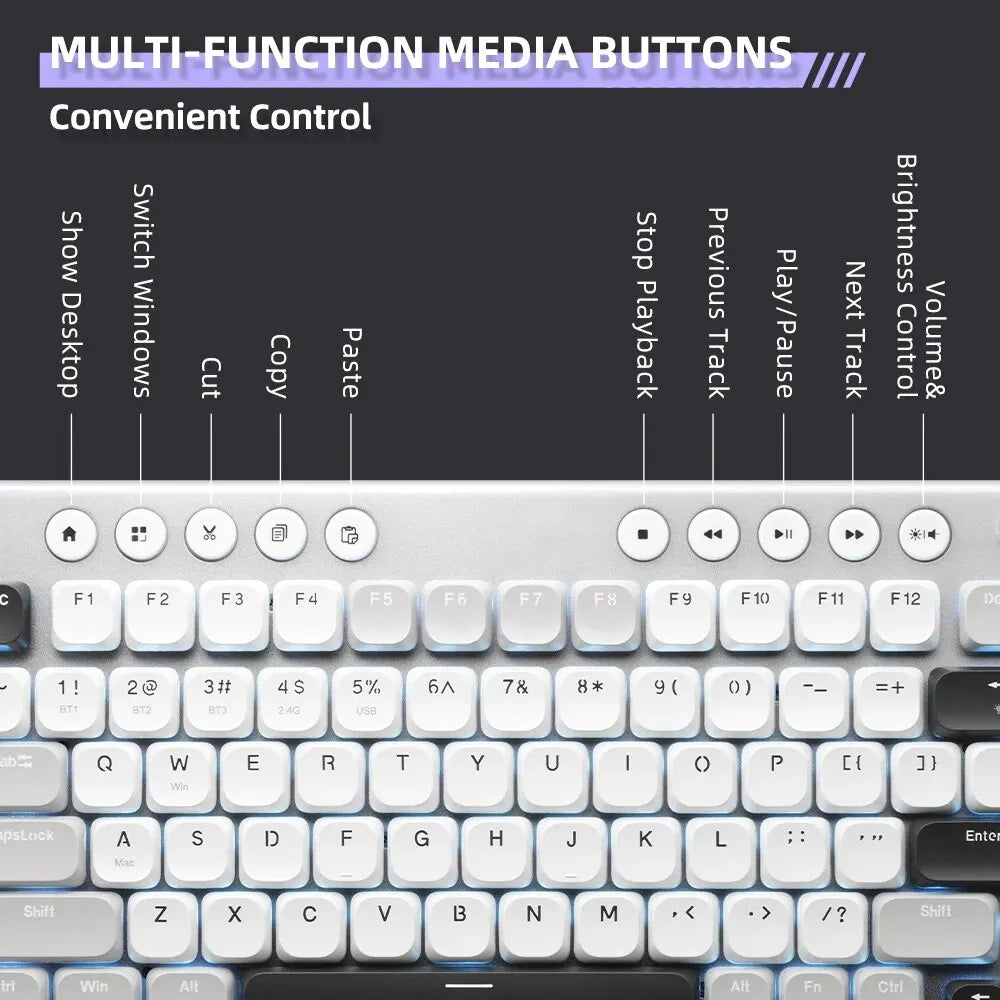 Wireless Low Profile Mechanical Keyboard 98 Keys PBT - Tophatter Daily Deals