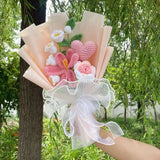 Crochet Knitted Plush Flowers Bouquet Peach Flowers - Tophatter Daily Deals