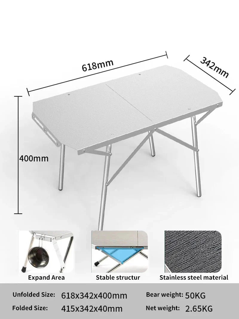 Outdoor Folding Table Heat-Resistant Silver Camp Furniture - Tophatter Daily Deals