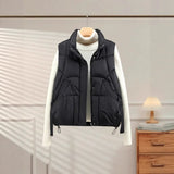 Warm Women's Puffer Vest - Quilted High Collar, Polyester - Tophatter Daily Deals