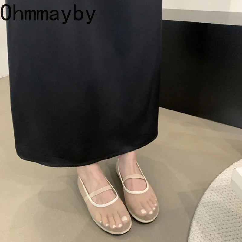 Lightweight Women’s Mary Jane Flats - Shallow Mesh, Casual - Tophatter Daily Deals