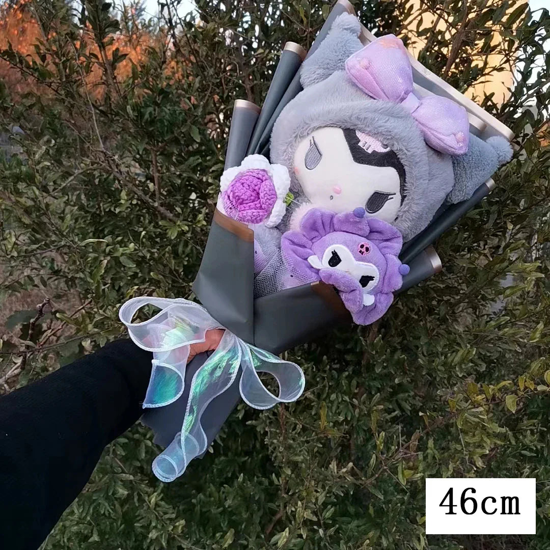 Sanrio Kuromi My Melody Hello Kitty Cinnamoroll Plush Bouquet Kuromi (Black x Lilac) Flowers - Tophatter Daily Deals