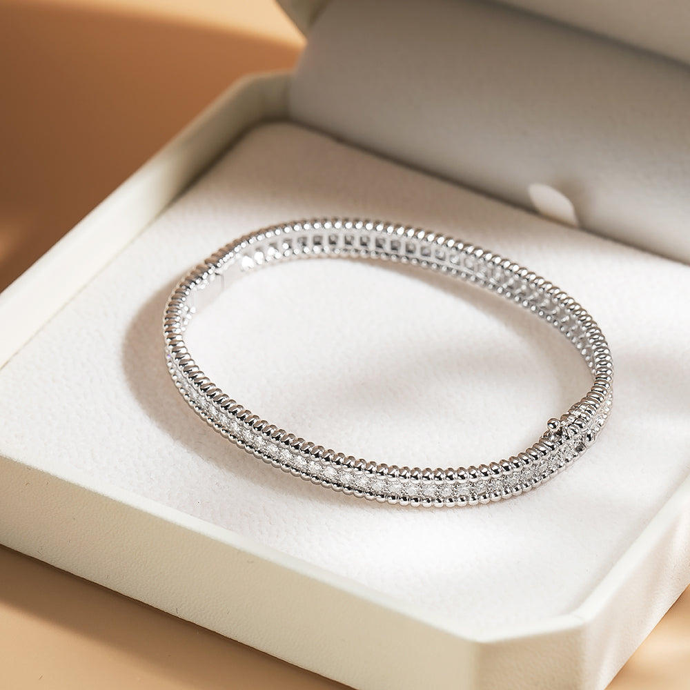 Moissanite 2mm Bracelet 18K Gold Plated Tennis Bangle - Tophatter Daily Deals