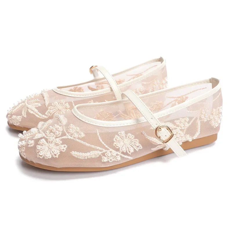 Lightweight Women’s Ballet Flats - Mary Jane Mesh, Beaded 41 - Tophatter Daily Deals