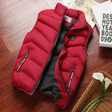 Warm Men’s Puffer Vest - Short Quilted, Polyester, Winter Red - Tophatter Daily Deals