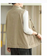 Soft Women's Corduroy Vest - Relaxed Sleeveless, Velvet - Tophatter Daily Deals