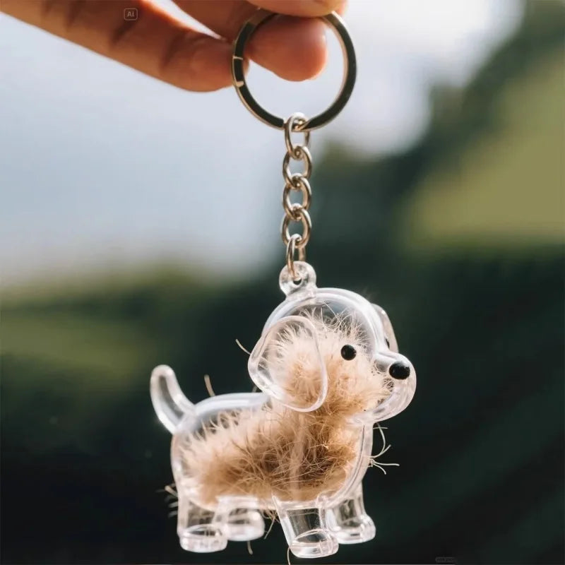 Dog Hair Keepsake Keychain Pendant Clear Resin Charm 8 - Tophatter Daily Deals