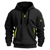Lightweight Men’s Half Zip Hoodie - Fleece, Outdoor Black - Tophatter Daily Deals