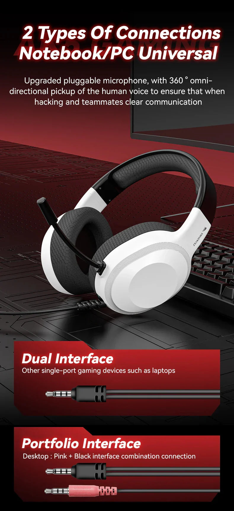 Gaming Headset Wired Lightweight With Omnidirectional Mic - Tophatter Daily Deals
