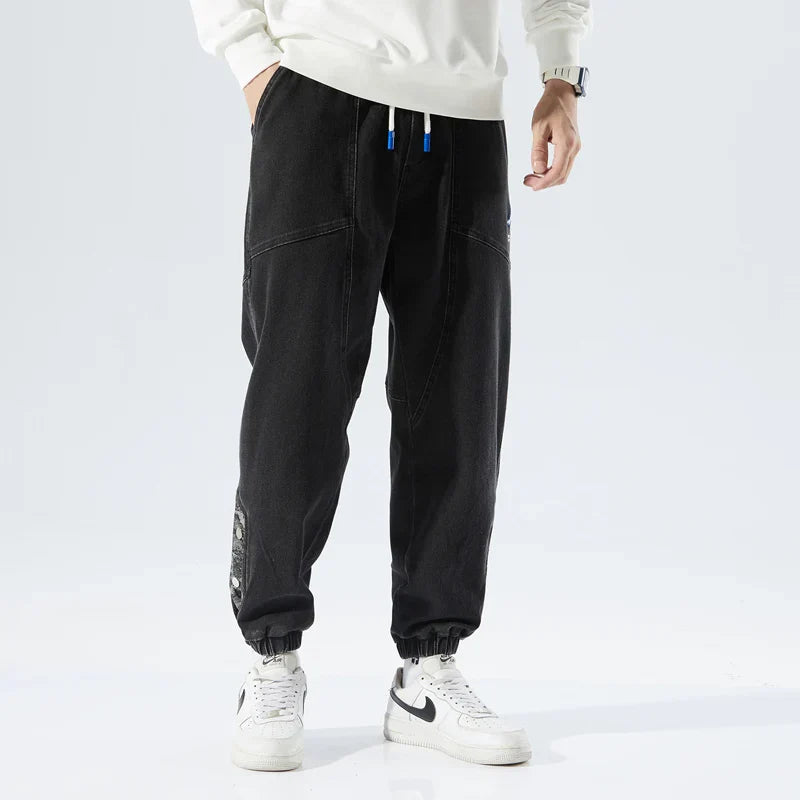 Stretchy Relaxed Men's Denim Joggers - Baggy Tapered, Denim - Tophatter Daily Deals