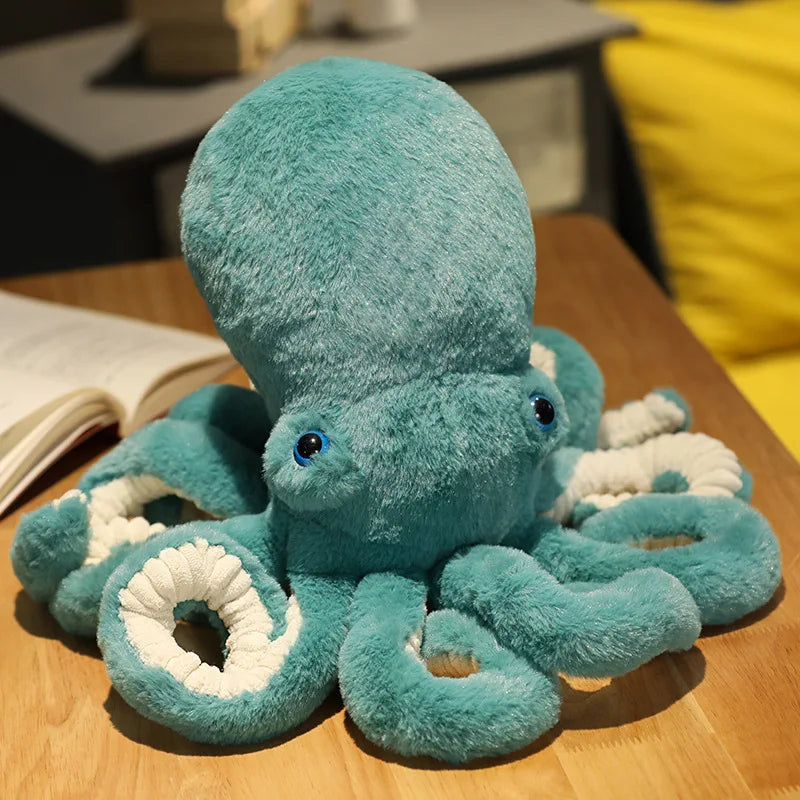 Plush Octopus Toy Lifelike Stuffed Sea Creature Pillow Dark green MH - Tophatter Daily Deals