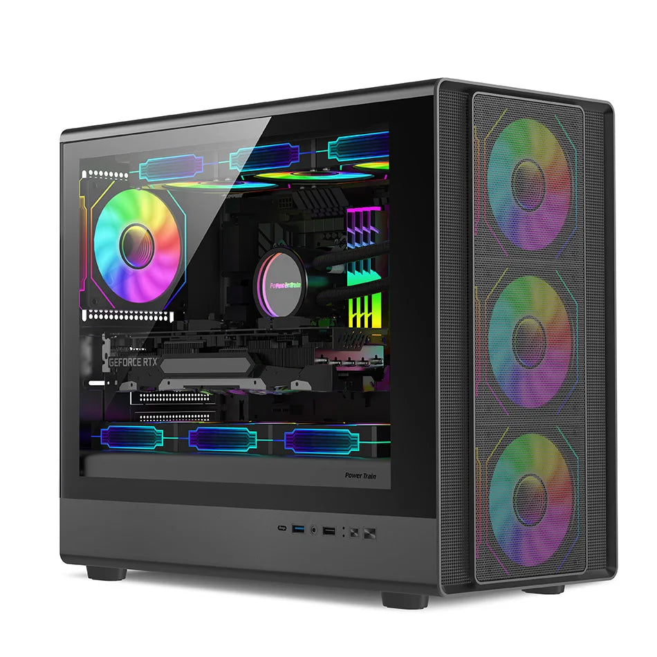 Mini ITX PC Case Tempered Glass 360mm Water Cooling Black - Tophatter Daily Deals